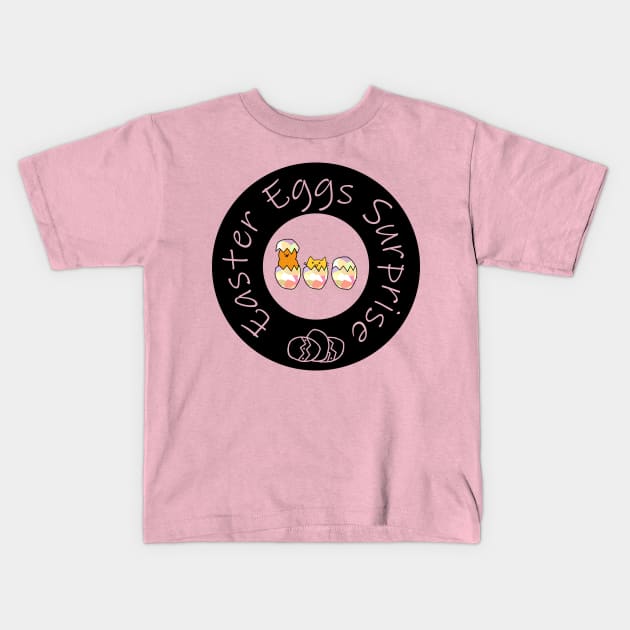 Funny Easter Eggs Surprise Kitty Cat Kids T-Shirt by ellenhenryart